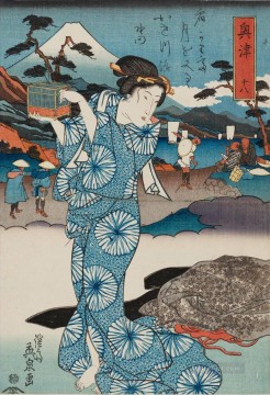 okitsu no 18 from an untitled series of the fifty three stations of the t kaid road 1830 Keisai Eisen Japanese Oil Paintings